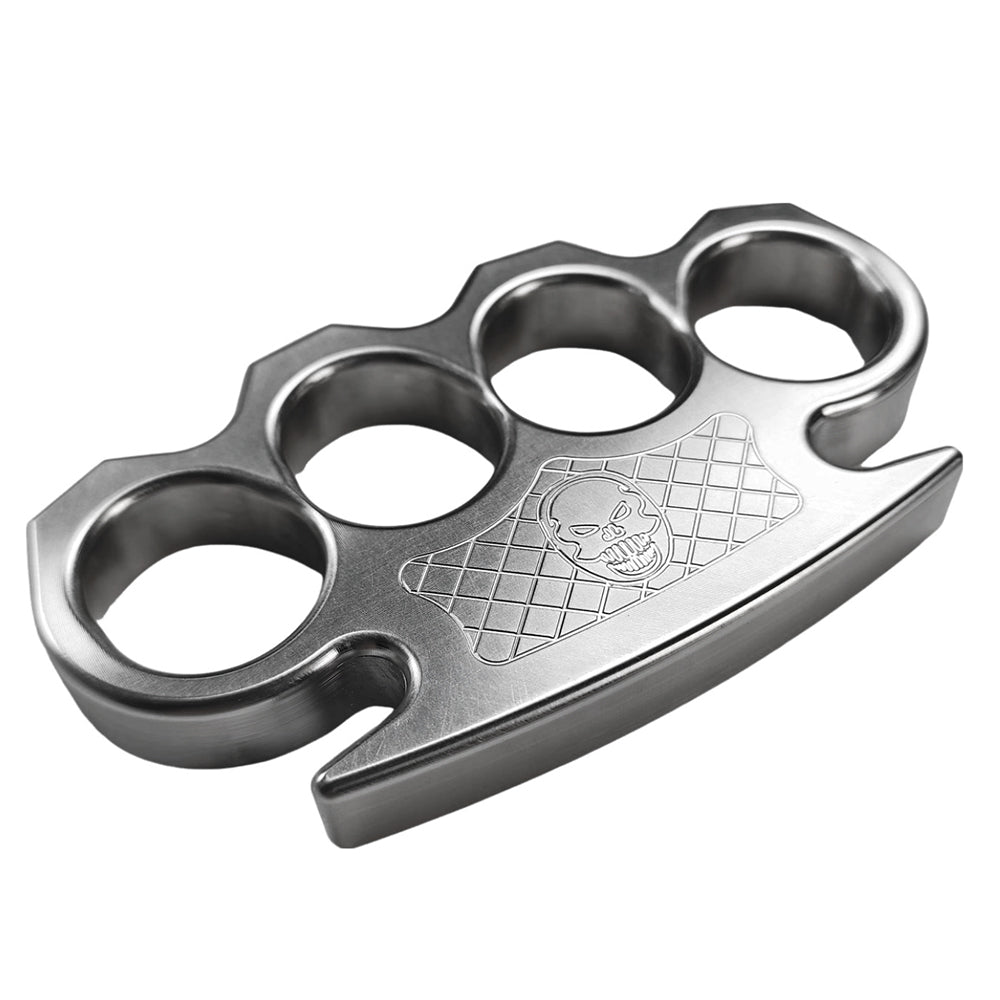 Brass Four Finger Knuckles – Duster with Punisher Skull 15mm Ultra Thick CNC EDC detail image - detail view 5