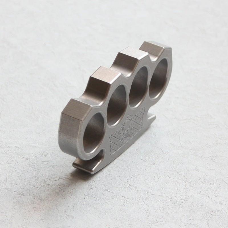 Brass Four Finger Knuckles – Duster with Punisher Skull 15mm Ultra Thick CNC EDC detail image - detail view 7