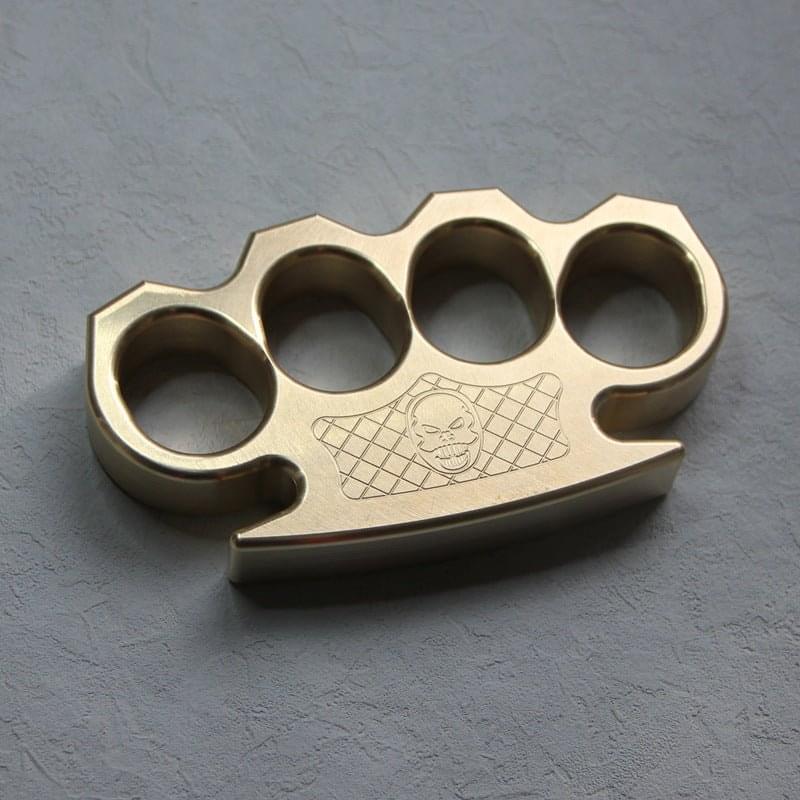 Brass Four Finger Knuckles – Duster with Punisher Skull 15mm Ultra Thick CNC EDC detail image - detail view 8