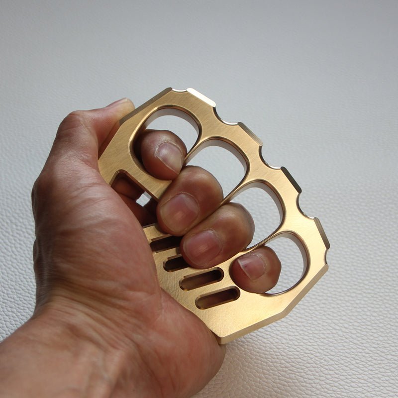 Brass Four Finger Knuckles – Dusters with Peace Maker 16mm Ultra Thick 520g CNC EDC detail image