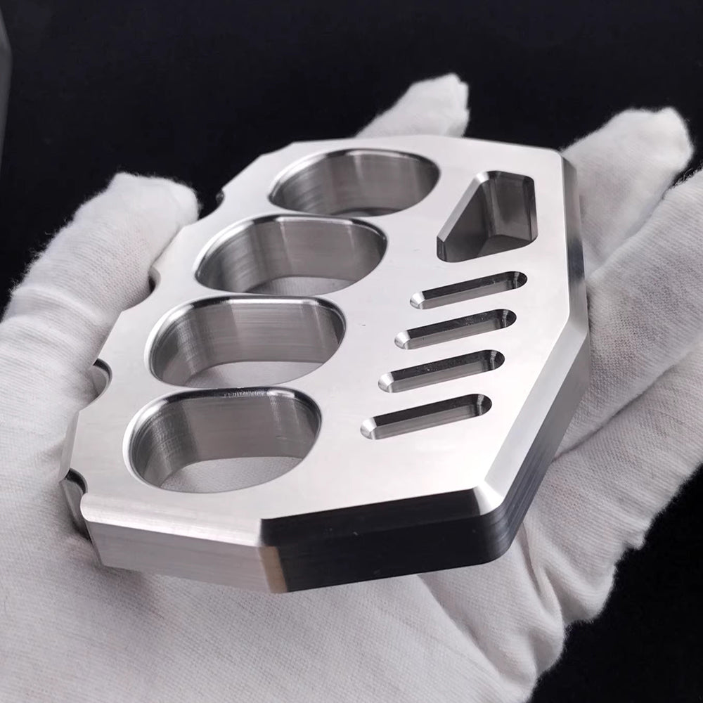 Brass Four Finger Knuckles – Dusters with Peace Maker 16mm Ultra Thick 520g CNC EDC detail image - detail view 4