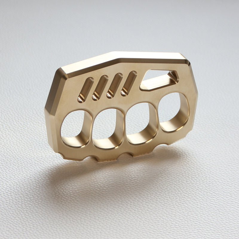 Brass Four Finger Knuckles – Dusters with Peace Maker 16mm Ultra Thick 520g CNC EDC detail image - detail view 5