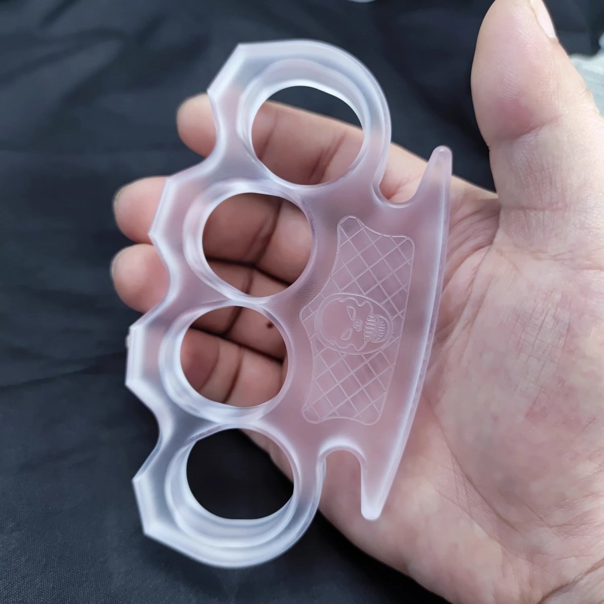 Brass Four Finger Knuckles – PVC Plastic Ultra-Thick 14mm with Clear Non-Metal 55g detail image - detail view 4