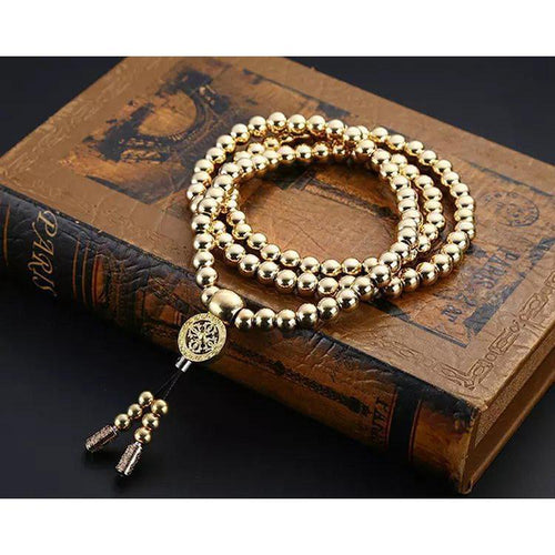 Brass Necklace – 108 Buddha Beads Mala with Multi-Function Self Defense Blessed product image