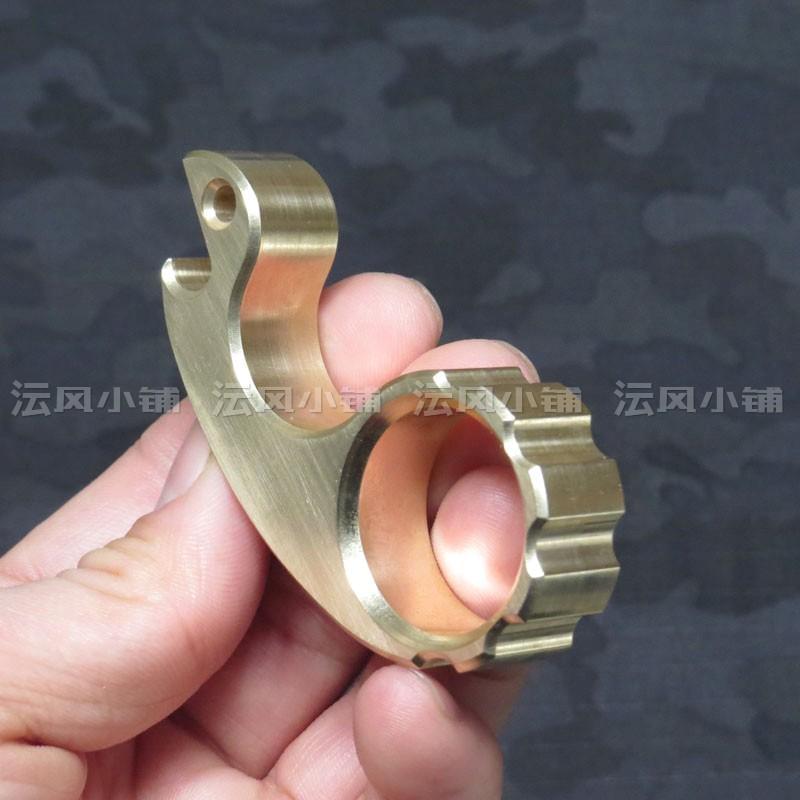 Brass Single Finger Knuckles – H-59 Snail Design Ultra-Thick 15mm with Polished 112g detail image