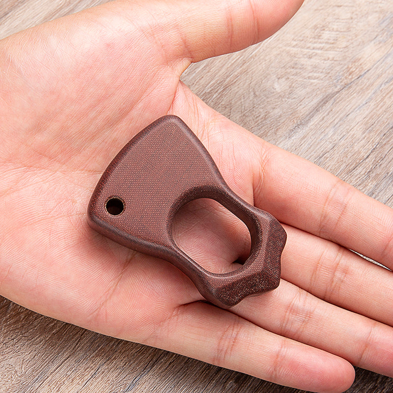 Brass Single Finger Knuckles – Micarta with 21mm Ultra Thick Non-Metal Ergonomic Ring detail image - detail view 5