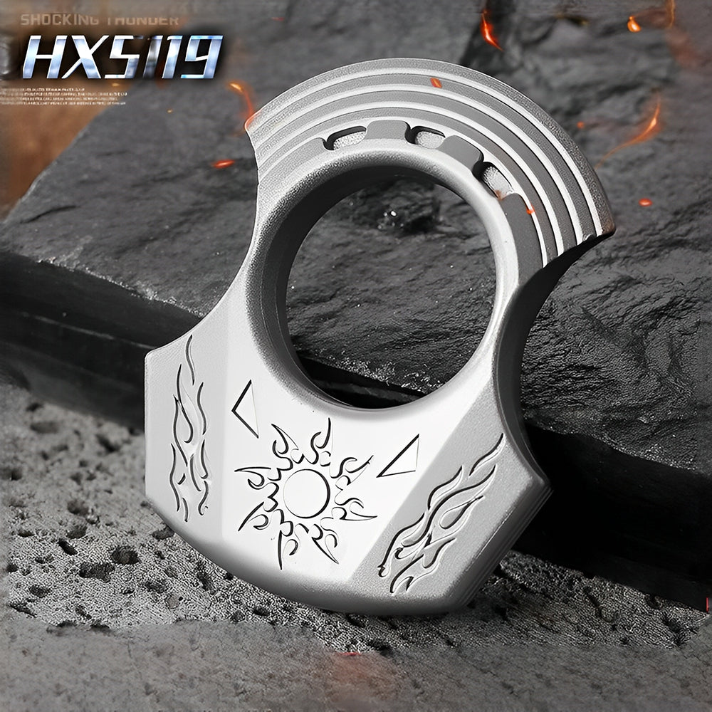 Brass Single Finger Knuckles – Zinc Alloy Apollo Sun God with Greek Mythology Engraved EDC detail image - detail view 5