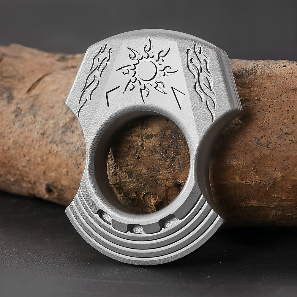 Brass Single Finger Knuckles – Zinc Alloy Apollo Sun God with Greek Mythology Engraved EDC product image