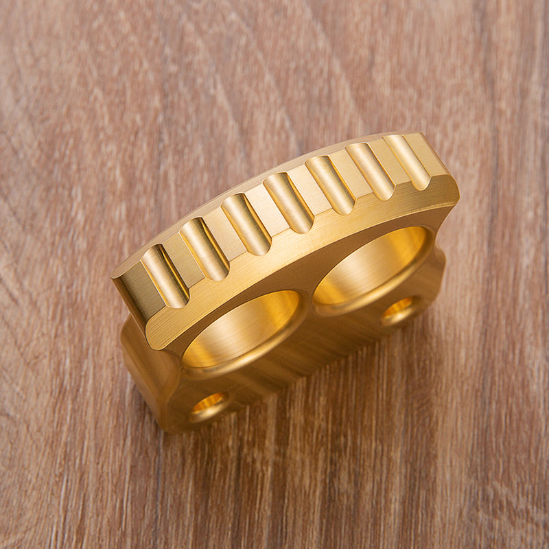 Brass Two Finger Knuckles – 17.6mm Ultra Thick Brush Finish Heavy Duty detail image - detail view 3