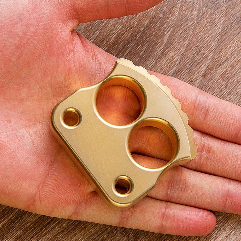 Brass Two Finger Knuckles – 17.6mm Ultra Thick Brush Finish Heavy Duty detail image - detail view 4