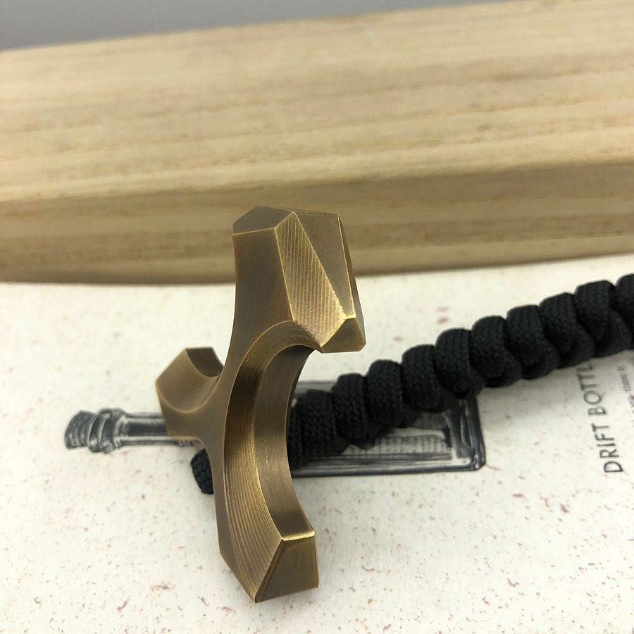 Brass Two Finger Knuckles – Dusters with H-59 EDC Self Defense Tool with Paracord detail image - detail view 4