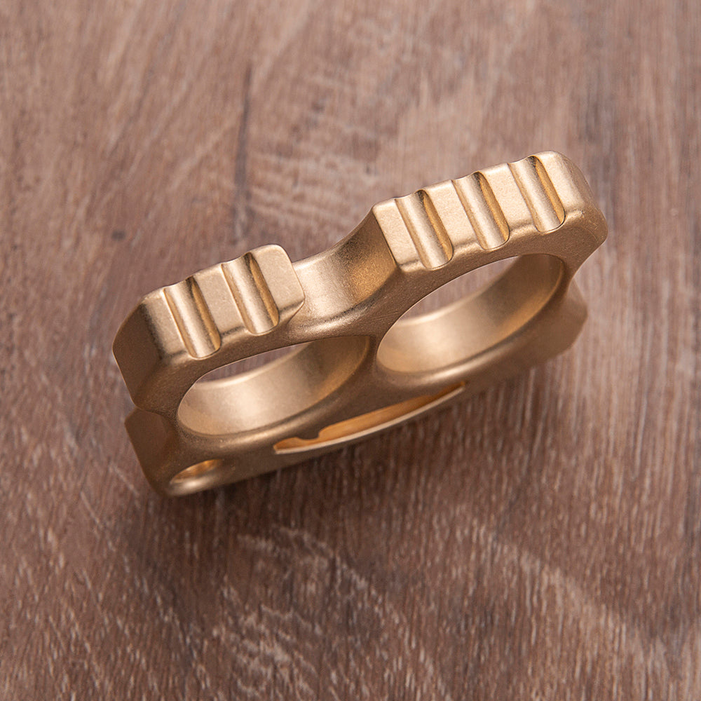 Brass Two Finger Knuckles – EDC with Little Devil Stonewash Gothic Compact Design detail image - detail view 3