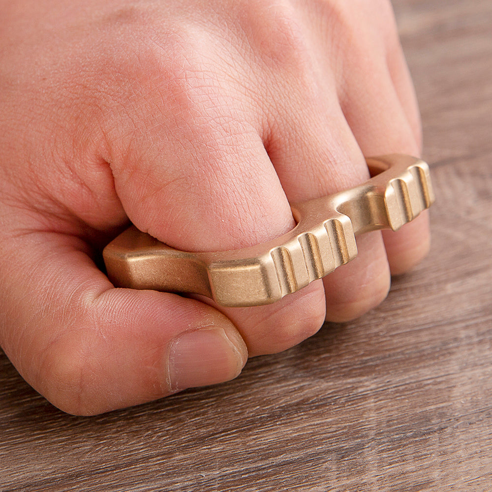 Brass Two Finger Knuckles – EDC with Little Devil Stonewash Gothic Compact Design detail image - detail view 4