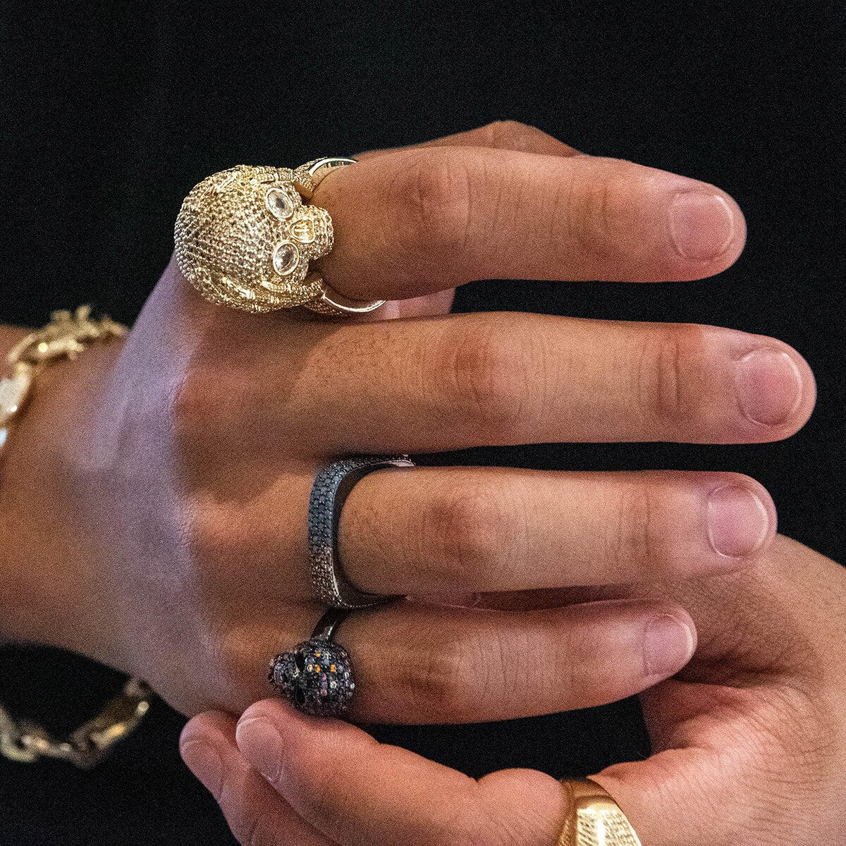 Calavera Skull Ring – CZ Crystal Iced Out Bling Gothic Punk Statement detail image