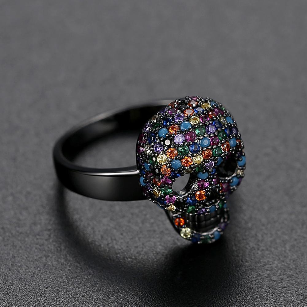 Calavera Skull Ring – CZ Crystal Iced Out Bling Gothic Punk Statement detail image - detail view 3