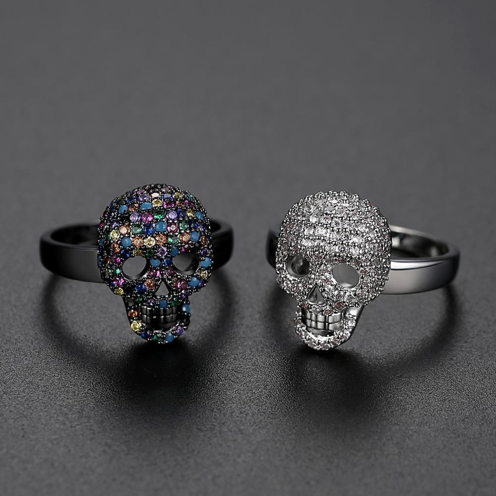 Calavera Skull Ring – CZ Crystal Iced Out Bling Gothic Punk Statement detail image - detail view 5