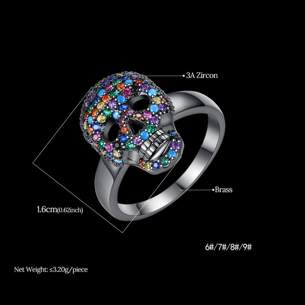 Calavera Skull Ring – CZ Crystal Iced Out Bling Gothic Punk Statement detail image - detail view 6