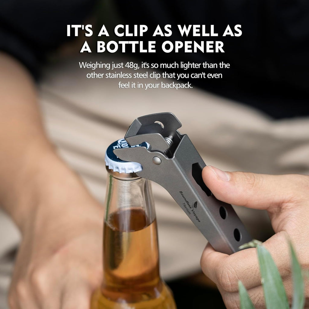 Camping Tool – Pure Titanium Tongs with 3-in-1 Pot Gripper, Bottle Opener & Wrench detail image - detail view 3