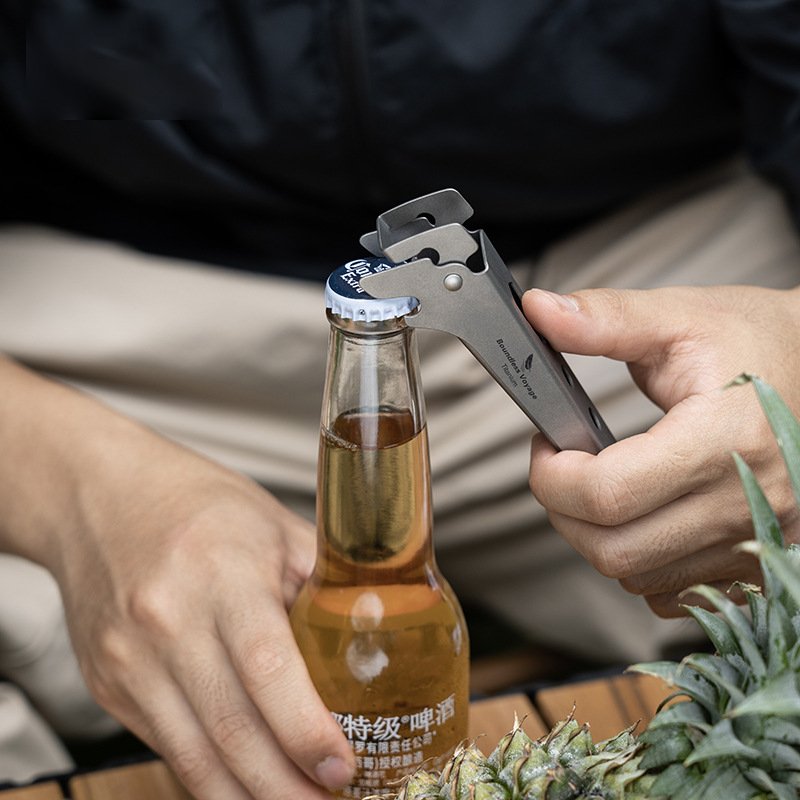 Camping Tool – Pure Titanium Tongs with 3-in-1 Pot Gripper, Bottle Opener & Wrench detail image - detail view 5