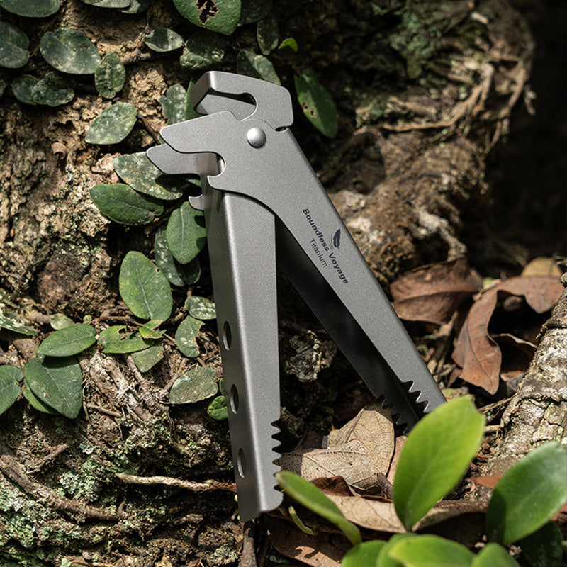 Camping Tool – Pure Titanium Tongs with 3-in-1 Pot Gripper, Bottle Opener & Wrench product image