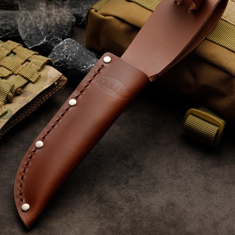 Willow Fixed Blade Knife | 8.2" Outdoor Bushcraft Knife | Leather Handle