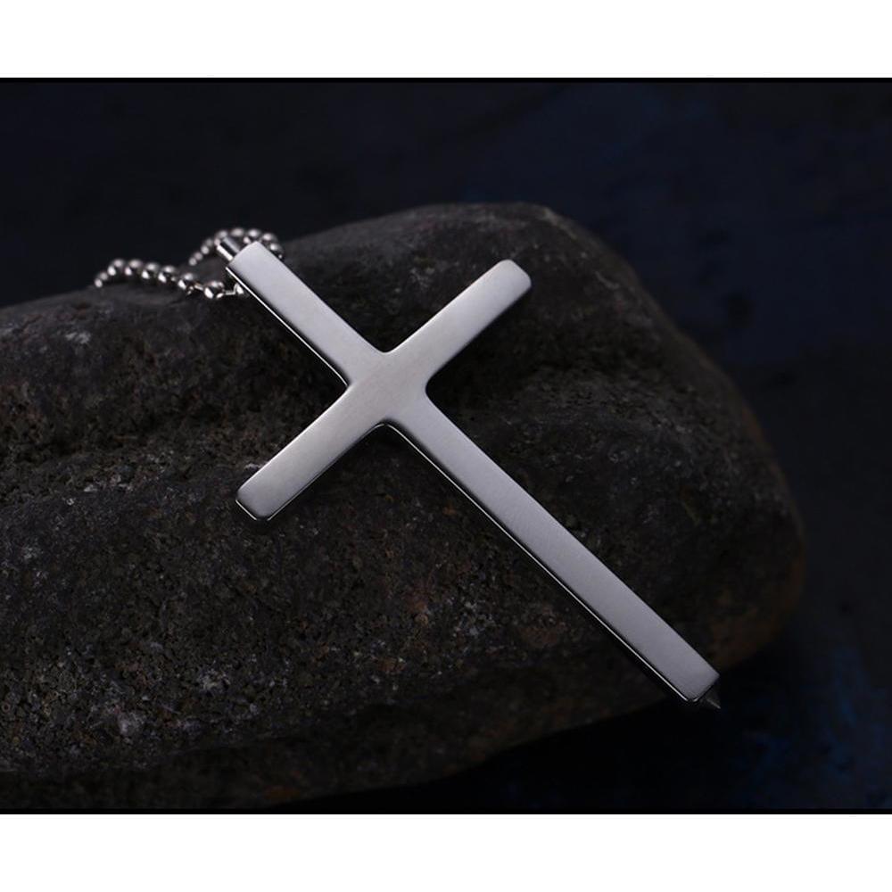 Cross Necklace – Stainless Steel Spike Pendant with Tungsten Tip Self Defense detail image