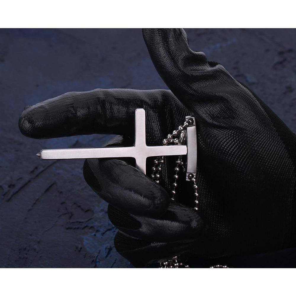 Cross Necklace – Stainless Steel Spike Pendant with Tungsten Tip Self Defense product image