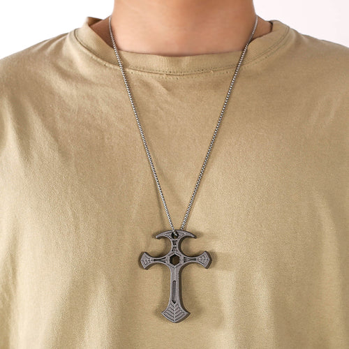 Cross Necklace – Zinc Alloy Self Defense Pendant with Bottle Opener Jewelry 74g detail image