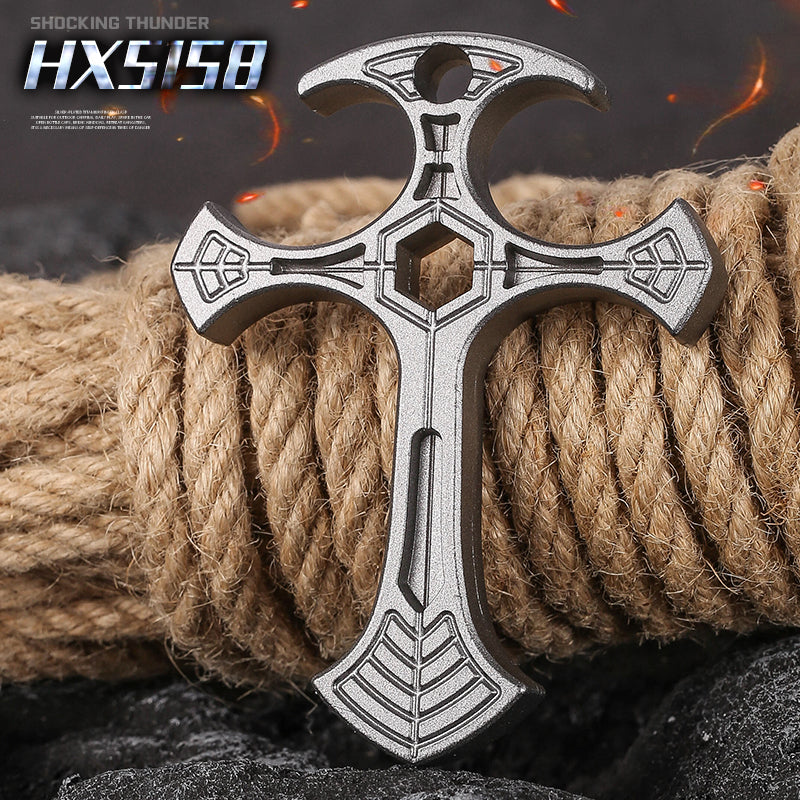 Cross Necklace – Zinc Alloy Self Defense Pendant with Bottle Opener Jewelry 74g detail image - detail view 5