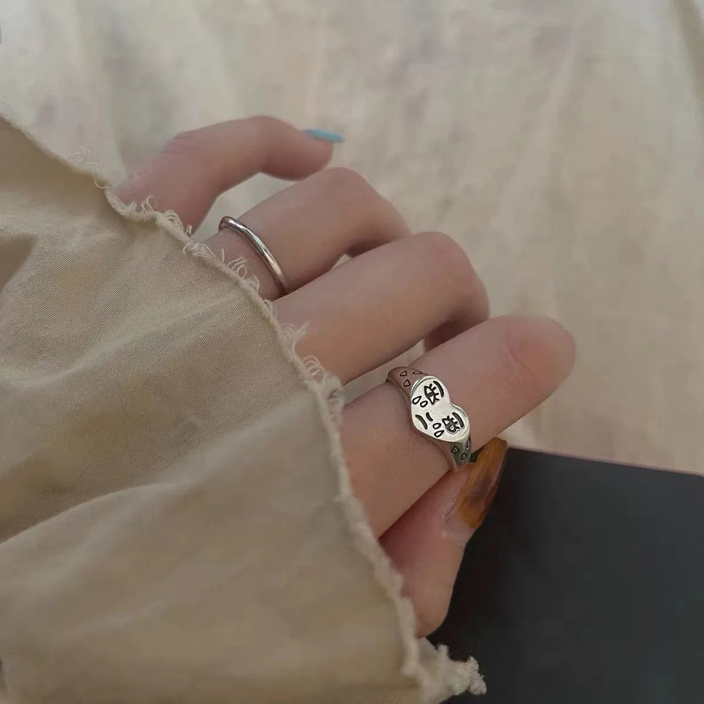 Crying Heart Signet Ring – Gothic Punk Vintage Adjustable Statement detail image - detail view 6