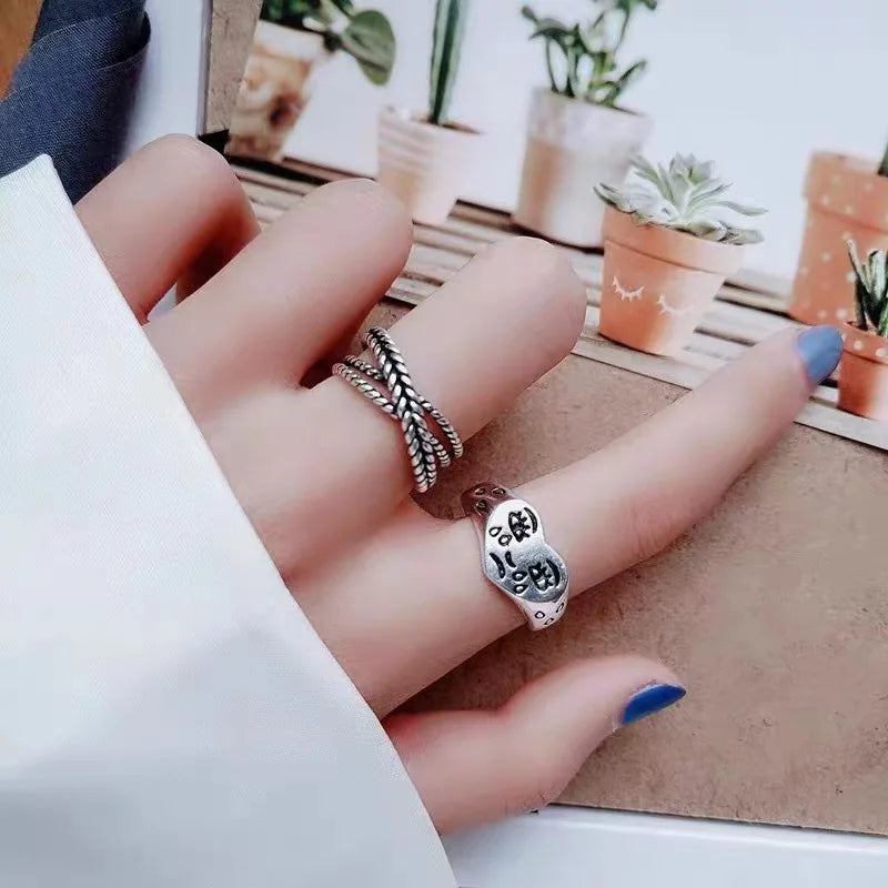 Crying Heart Signet Ring – Gothic Punk Vintage Adjustable Statement detail image - detail view 7