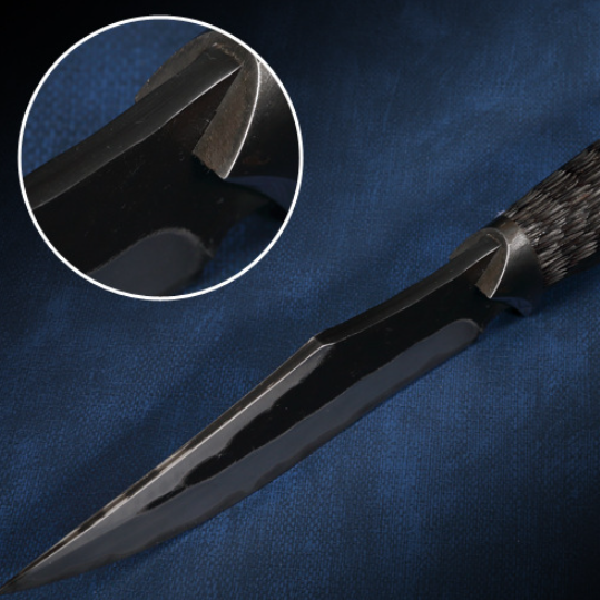 Damascus Fixed Blade Knife – Hand Forged Sanmai VG10 Core Ebony Handle Tactical Survival detail image - detail view 4