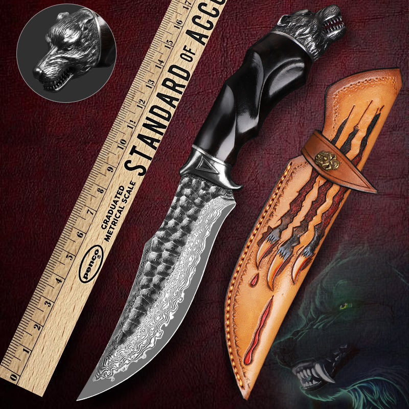 Damascus Fixed Blade Knife – Nightbane Howler Steel Hunting with 67-Layer VG-10 Core detail image - detail view 3