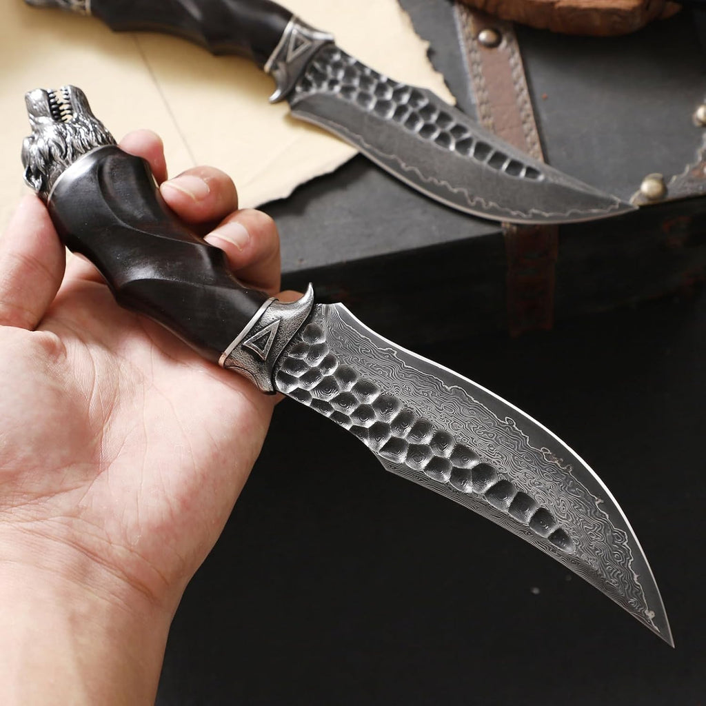 Damascus Fixed Blade Knife – Nightbane Howler Steel Hunting with 67-Layer VG-10 Core detail image - detail view 4