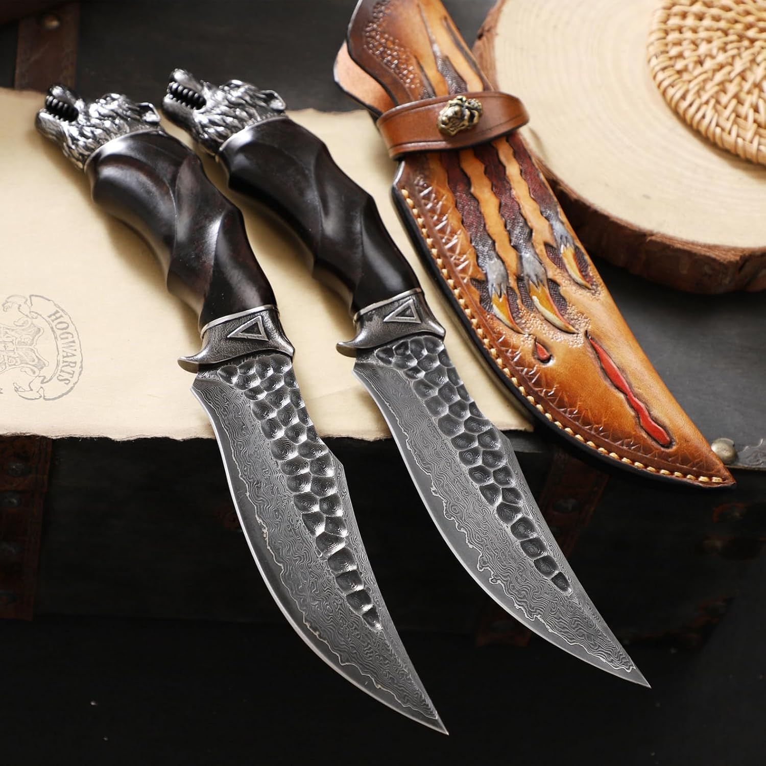 Damascus Fixed Blade Knife – Nightbane Howler Steel Hunting with 67-Layer VG-10 Core detail image - detail view 5
