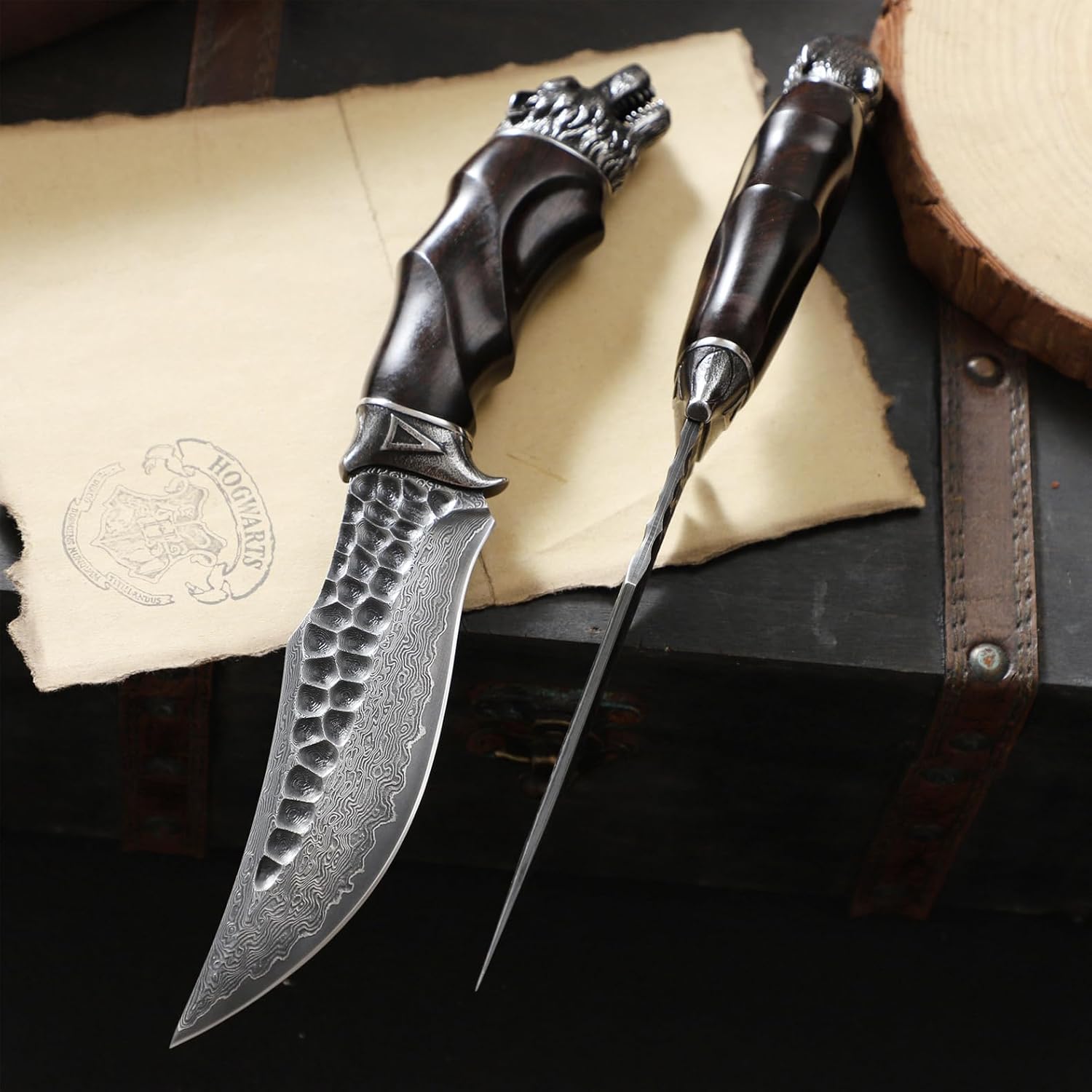 Damascus Fixed Blade Knife – Nightbane Howler Steel Hunting with 67-Layer VG-10 Core detail image - detail view 7