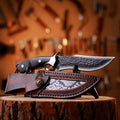 Damascus Fixed Blade Knife – Obsidian Fang Hunting with 105-Layer VG10 & Ebony Handle product image