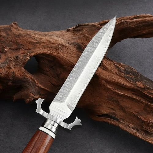 Damascus Fixed Blade Knife – Steel Hunting Handcrafted 60 HRC Outdoor Survival detail image