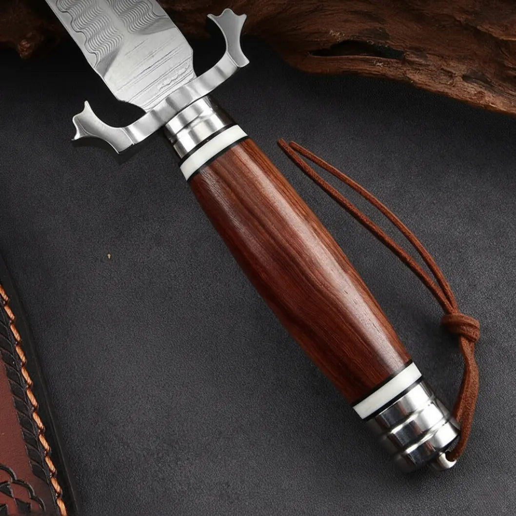 Damascus Fixed Blade Knife – Steel Hunting Handcrafted 60 HRC Outdoor Survival detail image - detail view 3