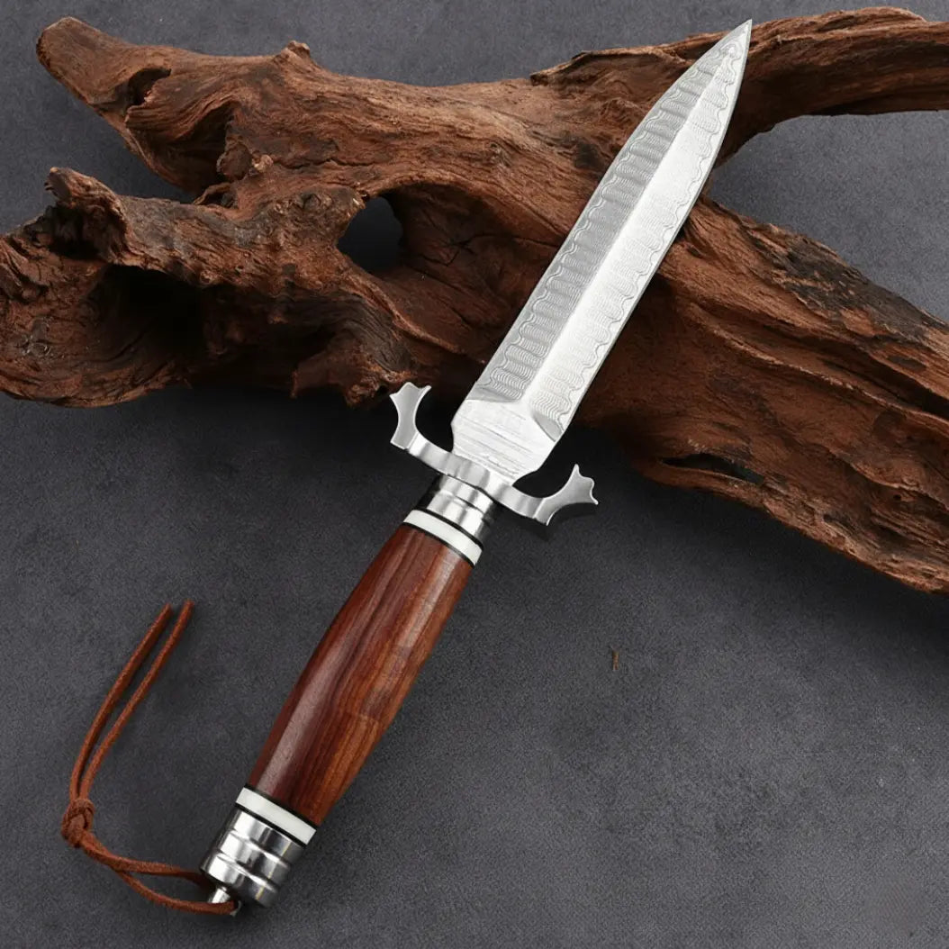 Damascus Fixed Blade Knife – Steel Hunting Handcrafted 60 HRC Outdoor Survival detail image - detail view 4