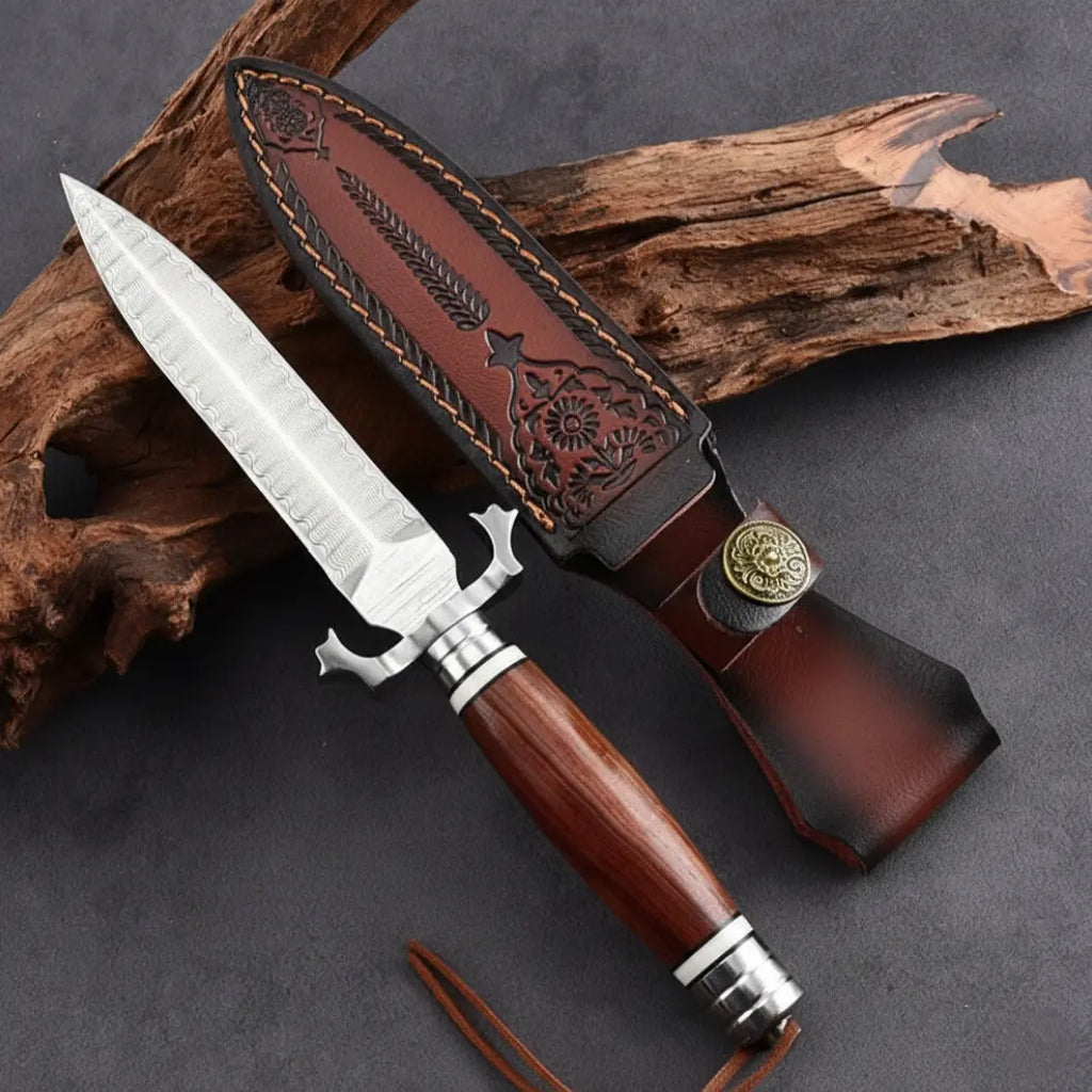 Damascus Fixed Blade Knife – Steel Hunting Handcrafted 60 HRC Outdoor Survival detail image - detail view 5