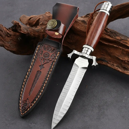Damascus Fixed Blade Knife – Steel Hunting Handcrafted 60 HRC Outdoor Survival product image