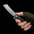 Damascus Folding Knife – D2 Steel Tanto Blade Bearing System Pocket Clip EDC Camping variant image - product view 11