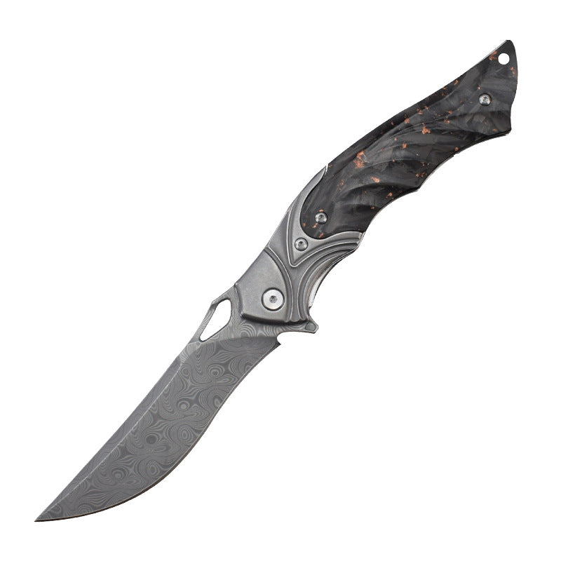 Damascus Folding Knife – Night Owl M390 Tactical with Carbon Fiber Handle variant image
