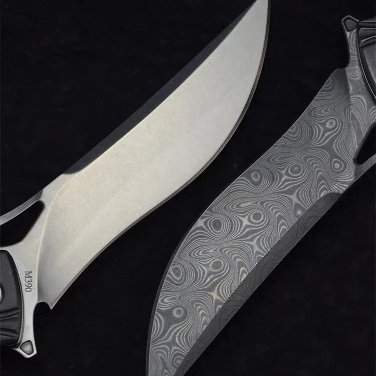 Damascus Folding Knife – Night Owl M390 Tactical with Carbon Fiber Handle detail image - detail view 7