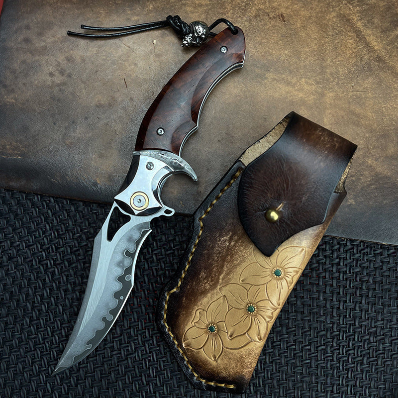 Damascus Folding Knife – Shadowfang VG10 Steel with Hardwood Handle EDC variant image - product view 9