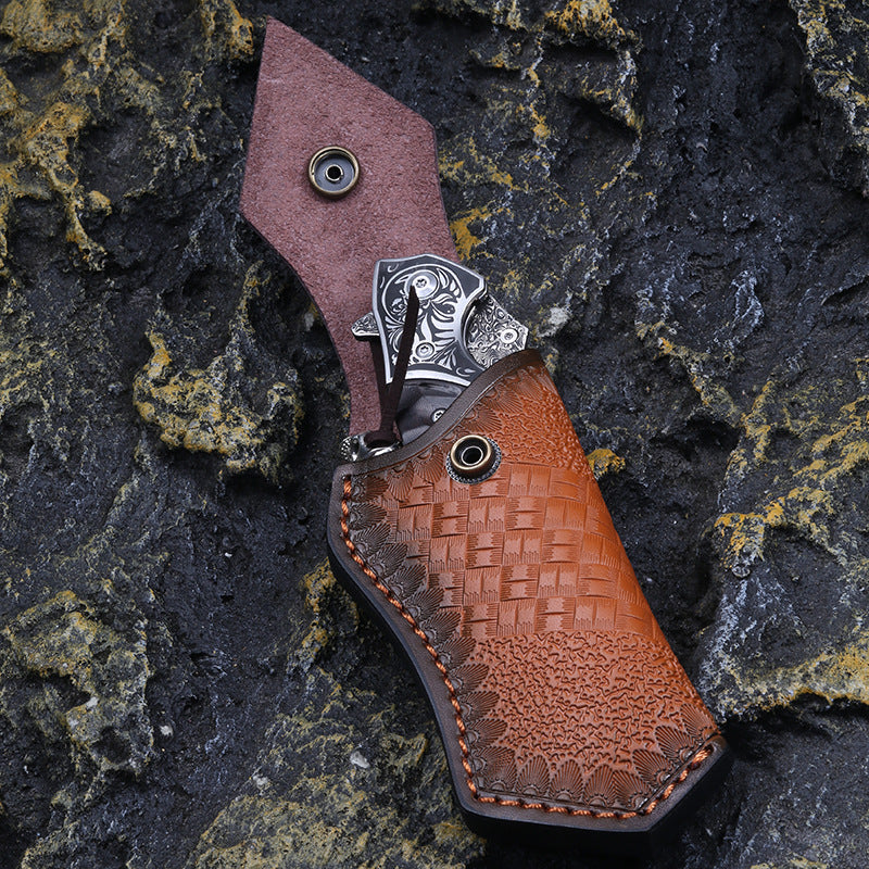 Damascus Folding Knife – Sky Blade with 107-Layer VG10 Steel with Ebony Handle detail image - detail view 5