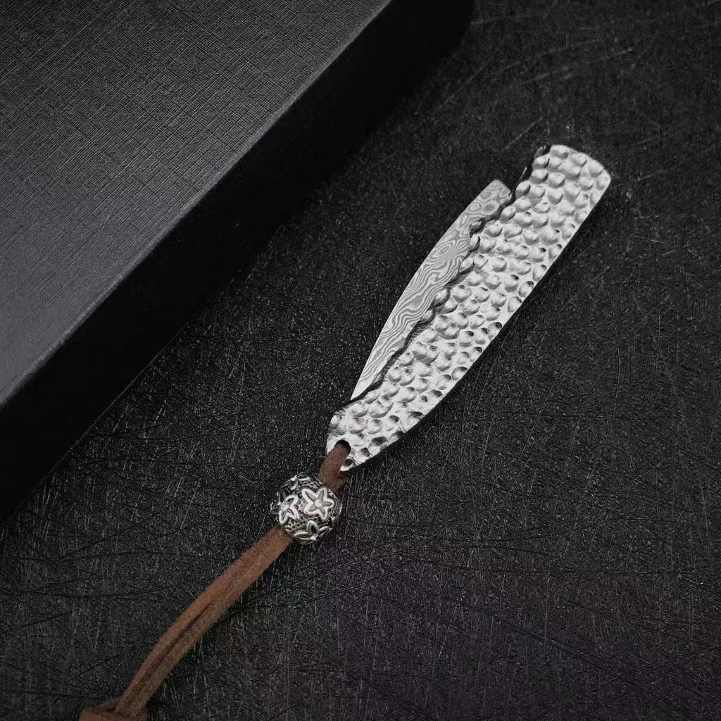 Damascus Folding Knife – Steel Pocket Compact Keychain EDC Collector detail image - detail view 10