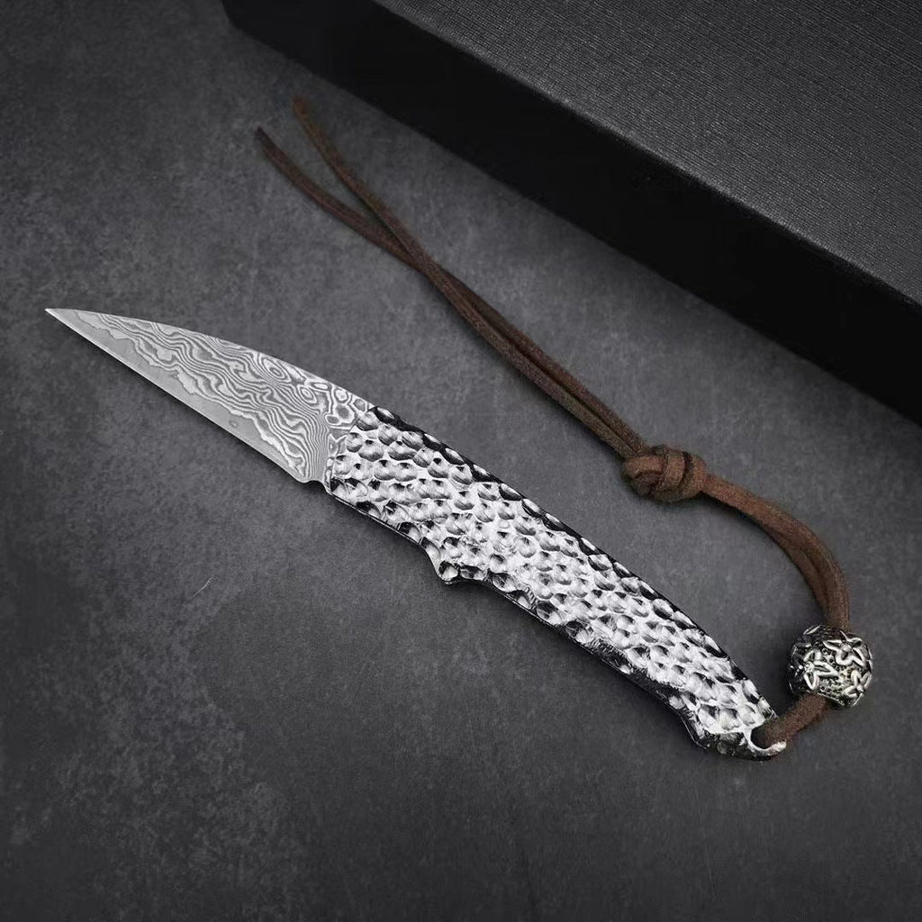 Damascus Folding Knife – Steel Pocket Compact Keychain EDC Collector detail image - detail view 6