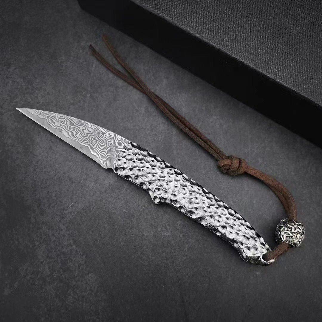 Damascus Folding Knife – Steel Pocket Compact Keychain EDC Collector detail image - detail view 6